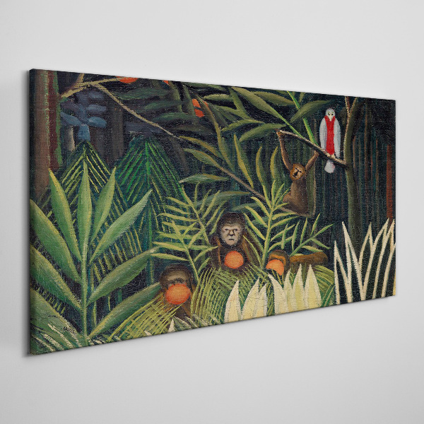 Tropical jungle with monkeys Canvas print