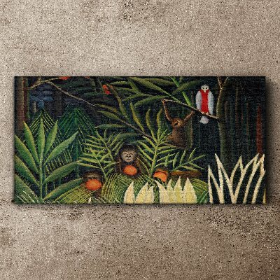 Tropical jungle with monkeys Canvas print