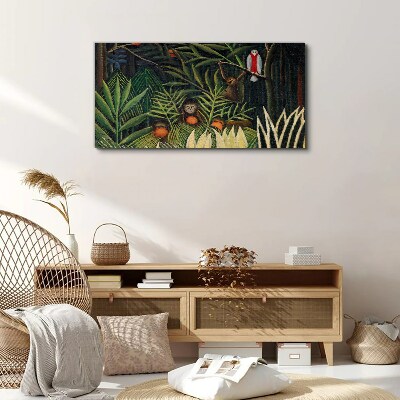 Tropical jungle with monkeys Canvas print