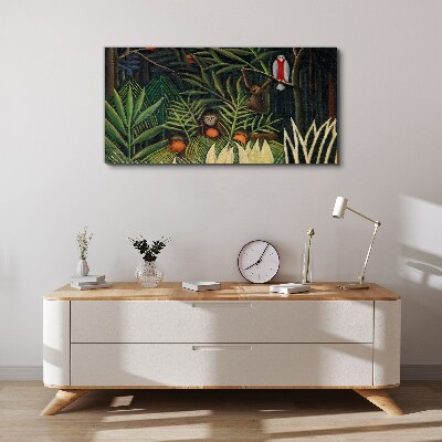 Tropical jungle with monkeys Canvas print