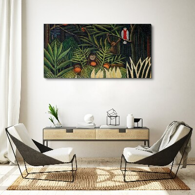Tropical jungle with monkeys Canvas print