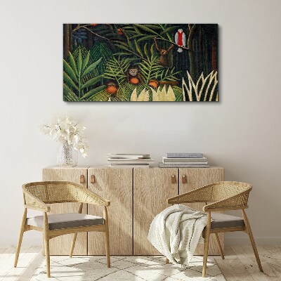 Tropical jungle with monkeys Canvas print