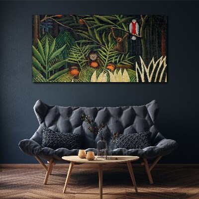Tropical jungle with monkeys Canvas print