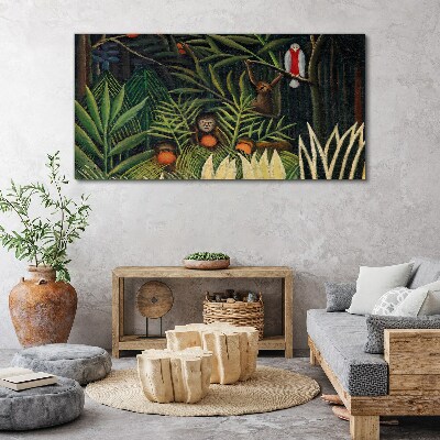 Tropical jungle with monkeys Canvas print