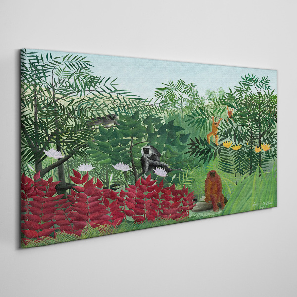 Tropical landscape with monkeys Canvas print