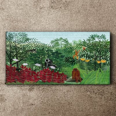Tropical landscape with monkeys Canvas print