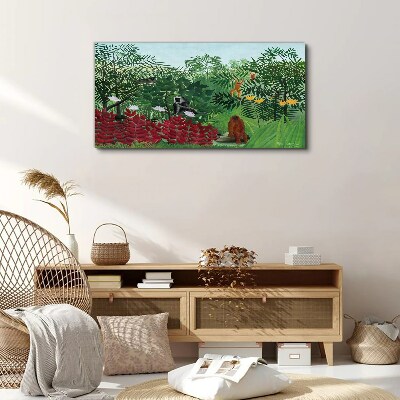 Tropical landscape with monkeys Canvas print