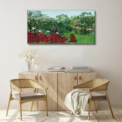 Tropical landscape with monkeys Canvas print