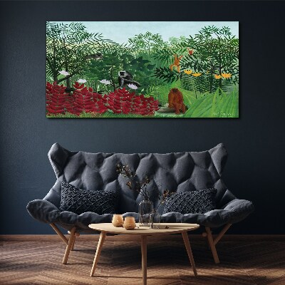 Tropical landscape with monkeys Canvas print