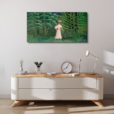 Woman in the green forest Canvas print