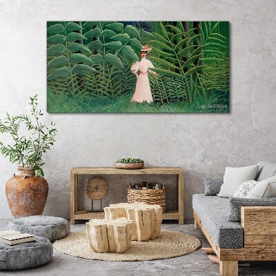 Woman in the green forest Canvas print