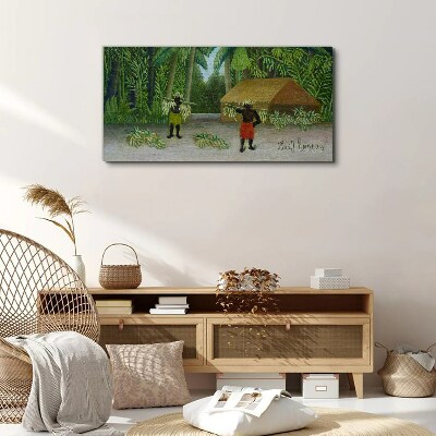 Banana harvest in a tropical landscape Canvas print