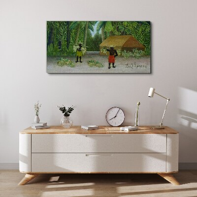 Banana harvest in a tropical landscape Canvas print