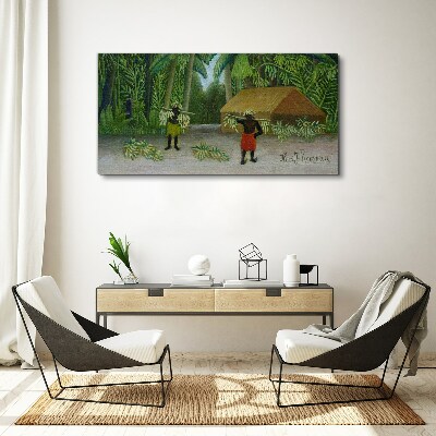 Banana harvest in a tropical landscape Canvas print