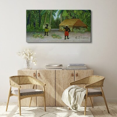 Banana harvest in a tropical landscape Canvas print