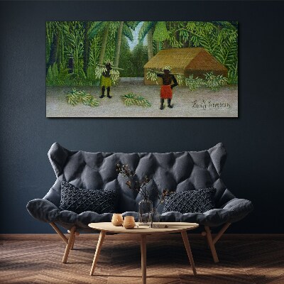 Banana harvest in a tropical landscape Canvas print