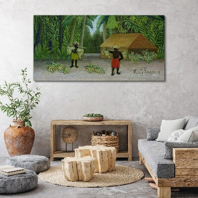 Banana harvest in a tropical landscape Canvas print