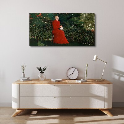 Red Coat in the Garden Canvas print