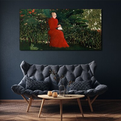 Red Coat in the Garden Canvas print
