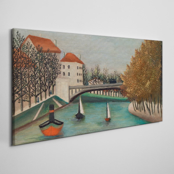 A peaceful landscape with boats Canvas print