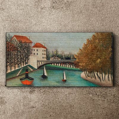 A peaceful landscape with boats Canvas print