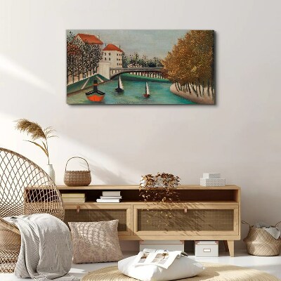A peaceful landscape with boats Canvas print