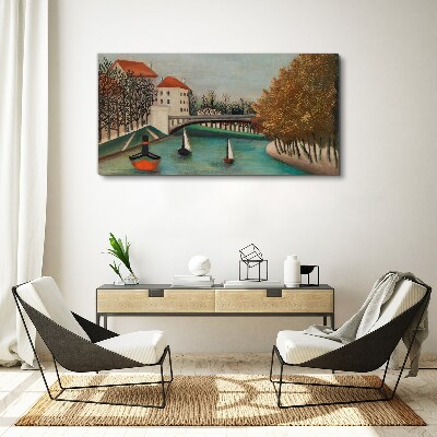 A peaceful landscape with boats Canvas print