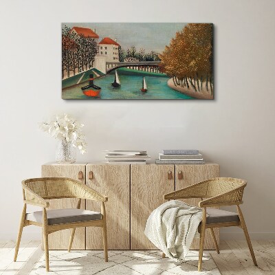 A peaceful landscape with boats Canvas print