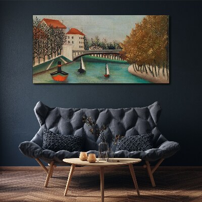 A peaceful landscape with boats Canvas print