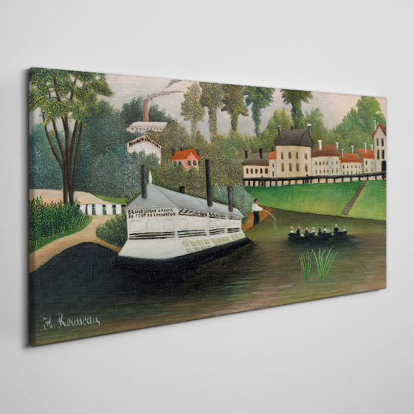 A quiet port with a steamer Canvas print