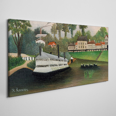 A quiet port with a steamer Canvas print