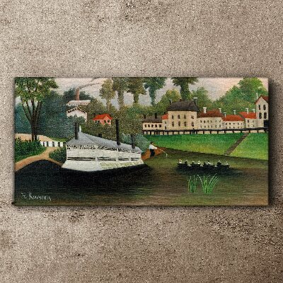 A quiet port with a steamer Canvas print