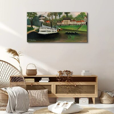 A quiet port with a steamer Canvas print