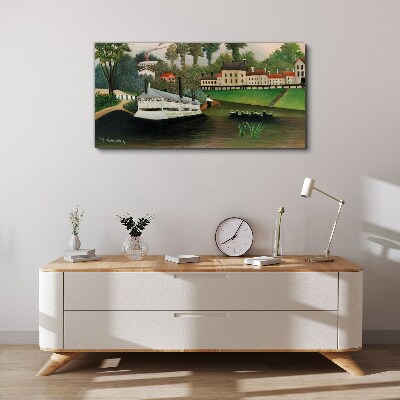 A quiet port with a steamer Canvas print