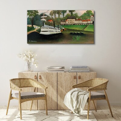 A quiet port with a steamer Canvas print