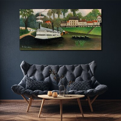 A quiet port with a steamer Canvas print