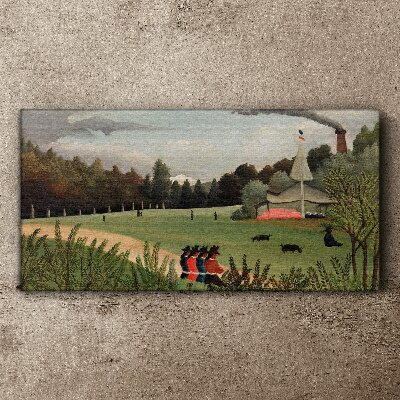 Green landscape with figures Canvas print