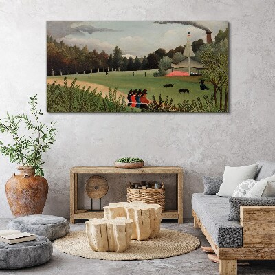 Green landscape with figures Canvas print