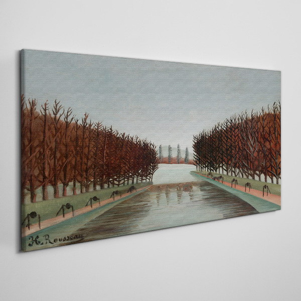 Winter landscape with a river Canvas print