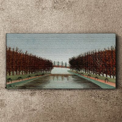 Winter landscape with a river Canvas print