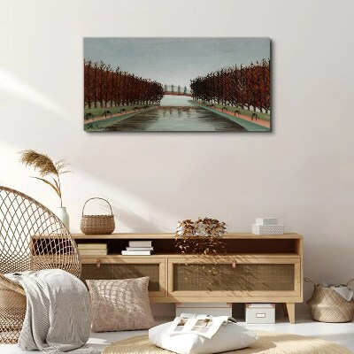 Winter landscape with a river Canvas print