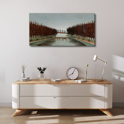 Winter landscape with a river Canvas print