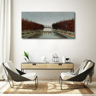 Winter landscape with a river Canvas print