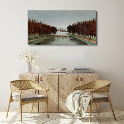 Winter landscape with a river Canvas print