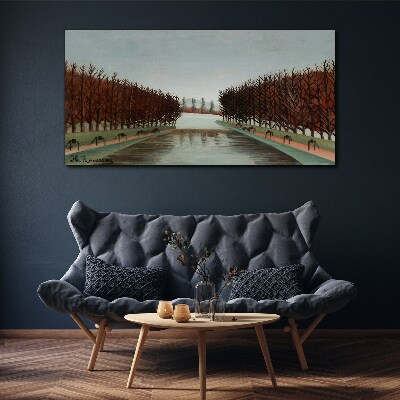 Winter landscape with a river Canvas print