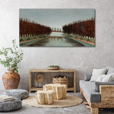 Winter landscape with a river Canvas print