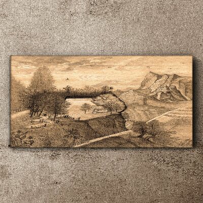 Landscape with a bridge and trees Canvas print