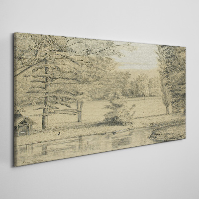A peaceful landscape by the river Canvas print