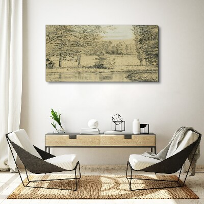 A peaceful landscape by the river Canvas print
