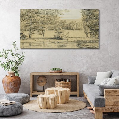 A peaceful landscape by the river Canvas print